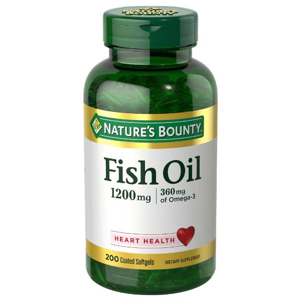 Nature&apos;s Bounty Fish Oil, Supports Heart Health, 1200 Mg, 360 Mg Omega-3, Rapid Release Softgels, 200 Ct