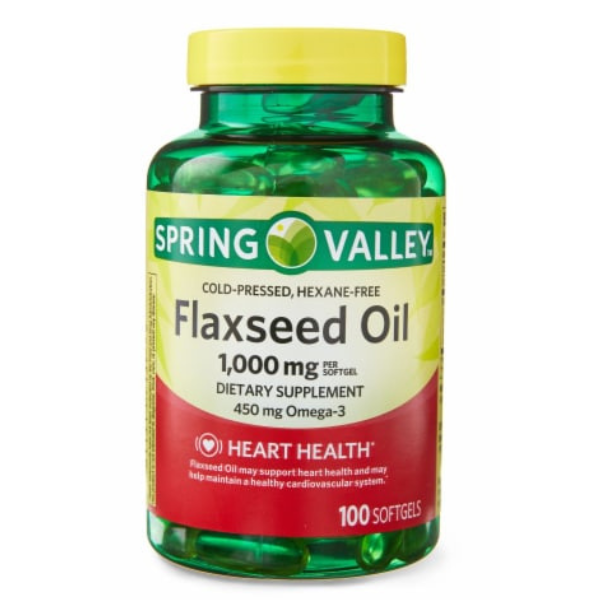 Spring Valley Flaxseed Oil Softgels Dietary Supplement, 1,000 mg, 100 Count