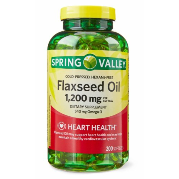 Spring Valley Flaxseed Oil Softgels Dietary Supplement, 1,200 mg, 200 Count