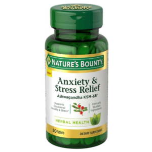 Nature&apos;s Bounty Stress Relief, Ashwagandha KSM-66, Supports Occasional Stress Relief, Dietary Supplement, Tablets, 90 Ct