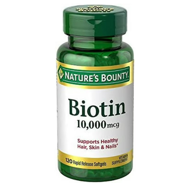 Nature&apos;s Bounty Biotin, Supports Healthy Hair, Skin and Nails, 10,000 mcg, Rapid Release Softgels, 120 Ct