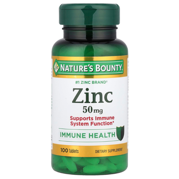 Nature&apos;s Bounty Zinc, Supports Immune System Function, Dietary Supplement, 50 mg, Caplets, 100 Ct