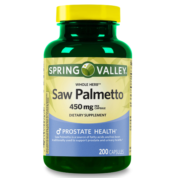 Spring Valley Whole Herb Saw Palmetto Prostate Health Dietary Supplement Capsules, 450 mg, 200 Count